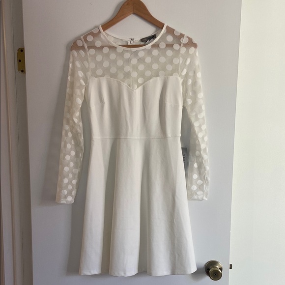 White Polka Dot Long Sleeve Dress - Picture 1 of 6